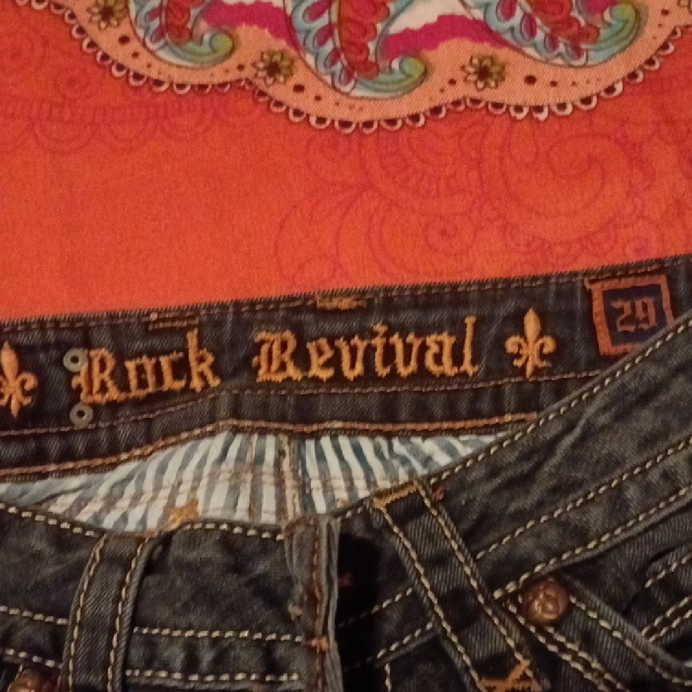 Rock Revival Black Jeans with Gold Accents